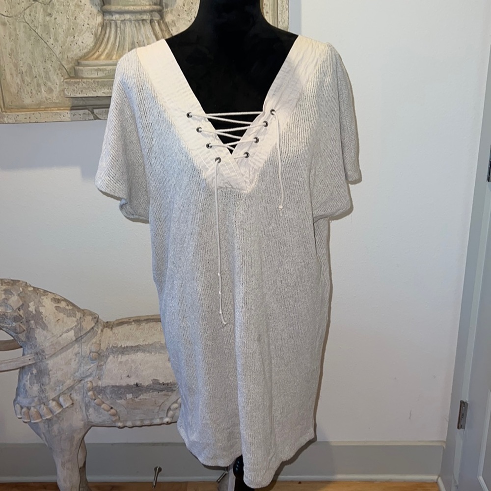 ZARA cotton natural bohemian boho tunic blouse cover‎ up Sz S